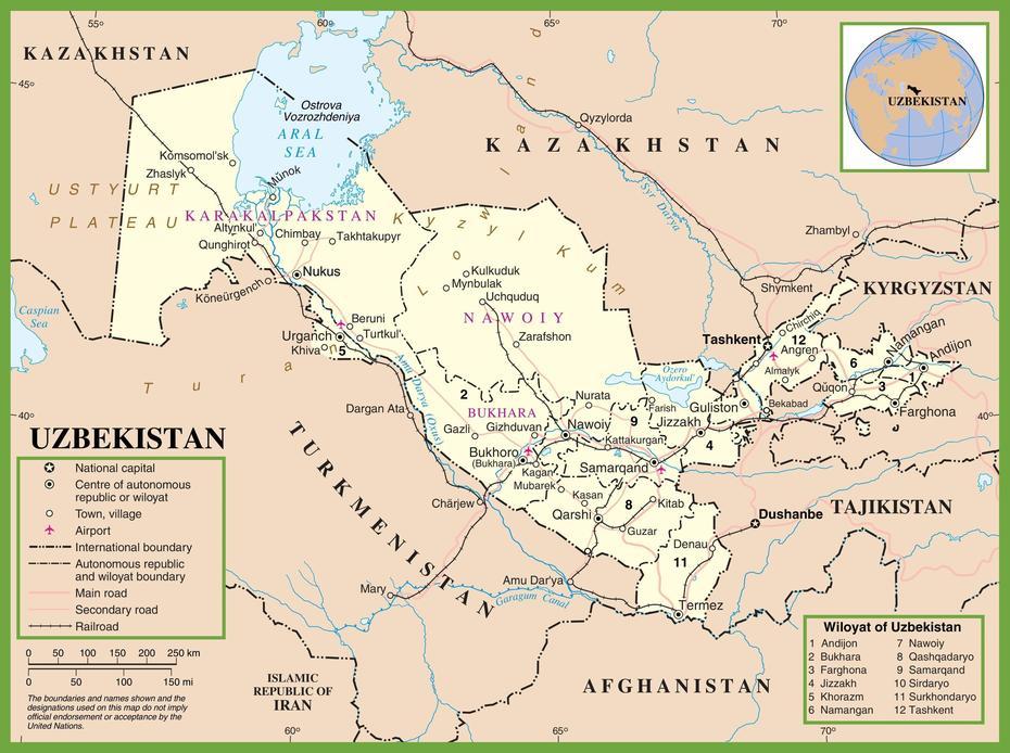 Uzbekistan Political Map – Map Of Uzbekistan Political (Central Asia …, Uchqŭrghon Shahri, Uzbekistan, Uzbekistan Cities, Uzbekistan In World