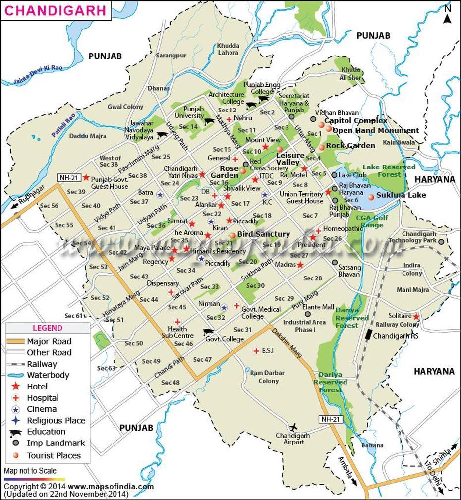 Chandigarh City Map, Chandīgarh, India, Mohali In India, Chandigarh  State