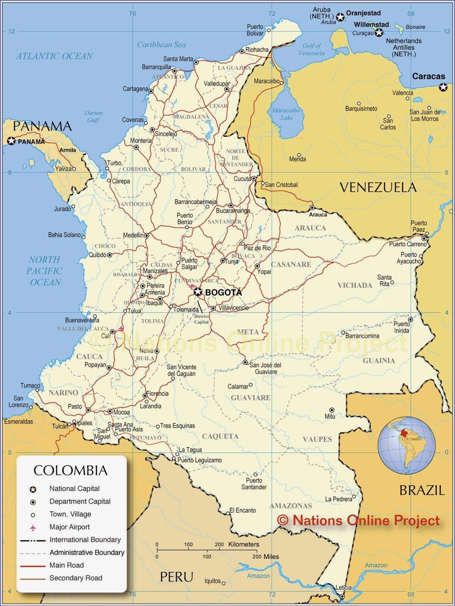 Colombia – Mapas Geograficos De Colombia – Mundo Hispanicotm, Ábrego, Colombia, Cali- Colombia, Cartagena Colombia