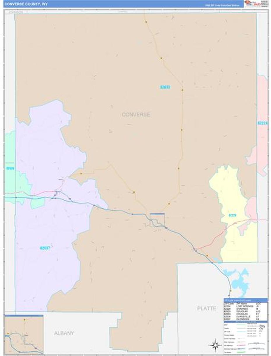 Converse County, Wy Wall Map Color Cast Style, Converse, United States, United States  Color, United States  With City