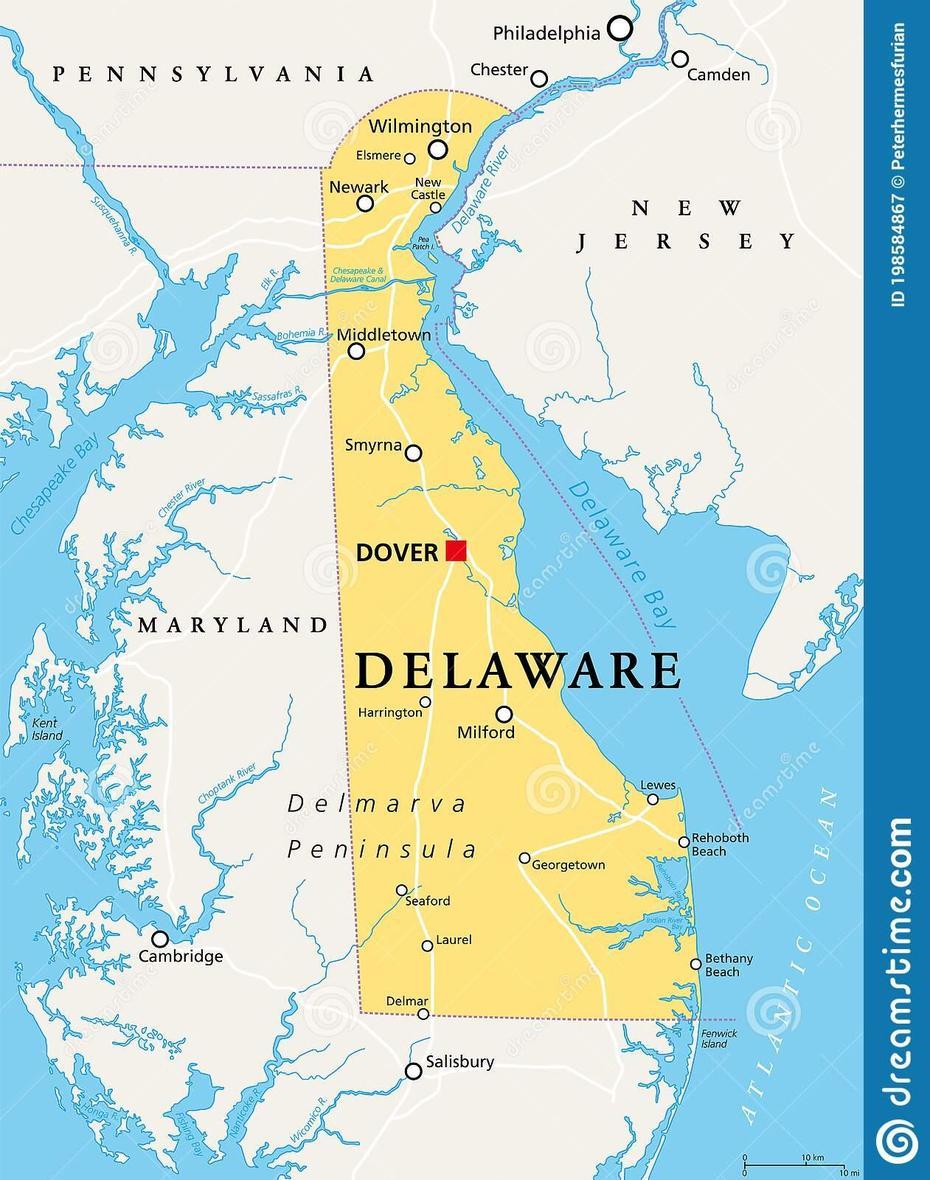 Delaware, De, Political Map, The First State Stock Vector …, Delaware, United States, 50 United States, Usa  United States