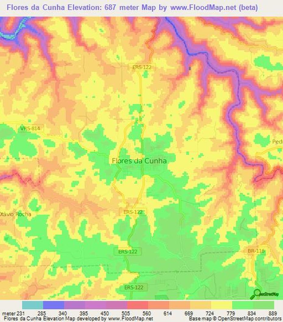 Elevation Of Flores Da Cunha,Brazil Elevation Map, Topography, Contour, Flores Da Cunha, Brazil, Island Tristan Da Cunha People, Tristan Da Cunha Airport