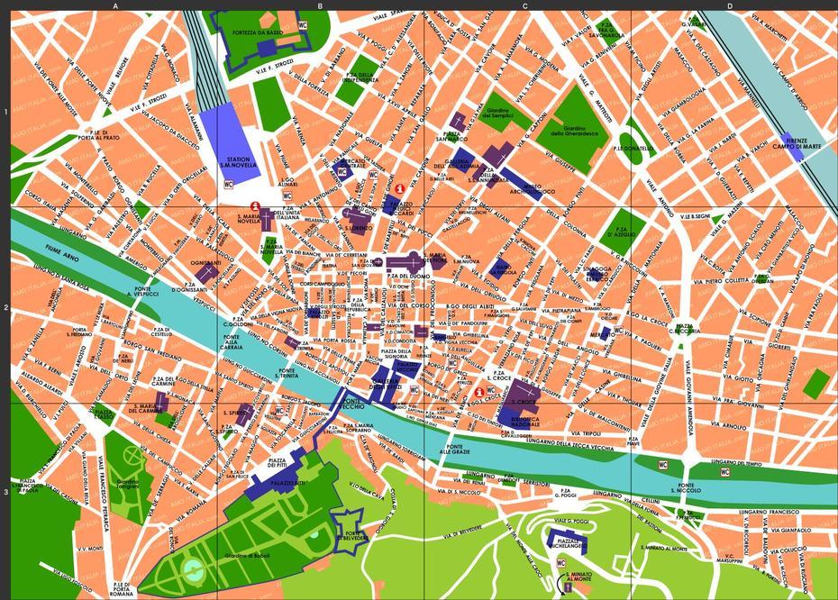 Florence Map | Travel Guide Amoitaly, Florence, Italy, Tourist  Of Venice, Verona Italy