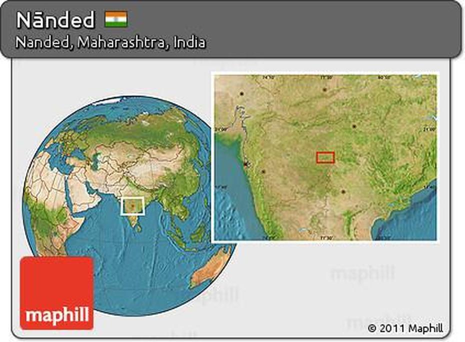 Free Satellite Location Map Of Nanded, Nānded, India, Nanded, Nanded City