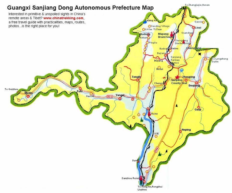 Guangxi Sanjiang Dong Autonomous County Tour Maps – China Trekking …, Sanjiang, China, Daqing China, Of Hebei