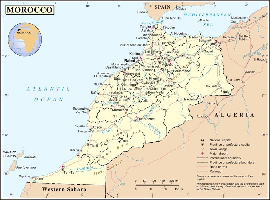 Map Of Morocco (Political Map) : Worldofmaps – Online Maps And …, Zaïo, Morocco, Marrakech Morocco, Ouarzazate Morocco