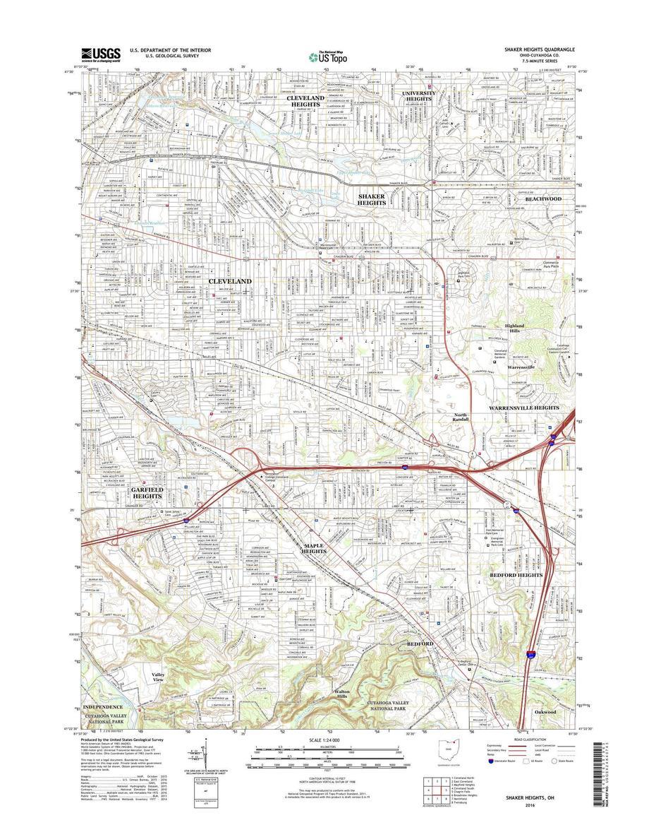 Mytopo Shaker Heights, Ohio Usgs Quad Topo Map, Shaker Heights, United States, Shaker Heights, Shaker Heights High School