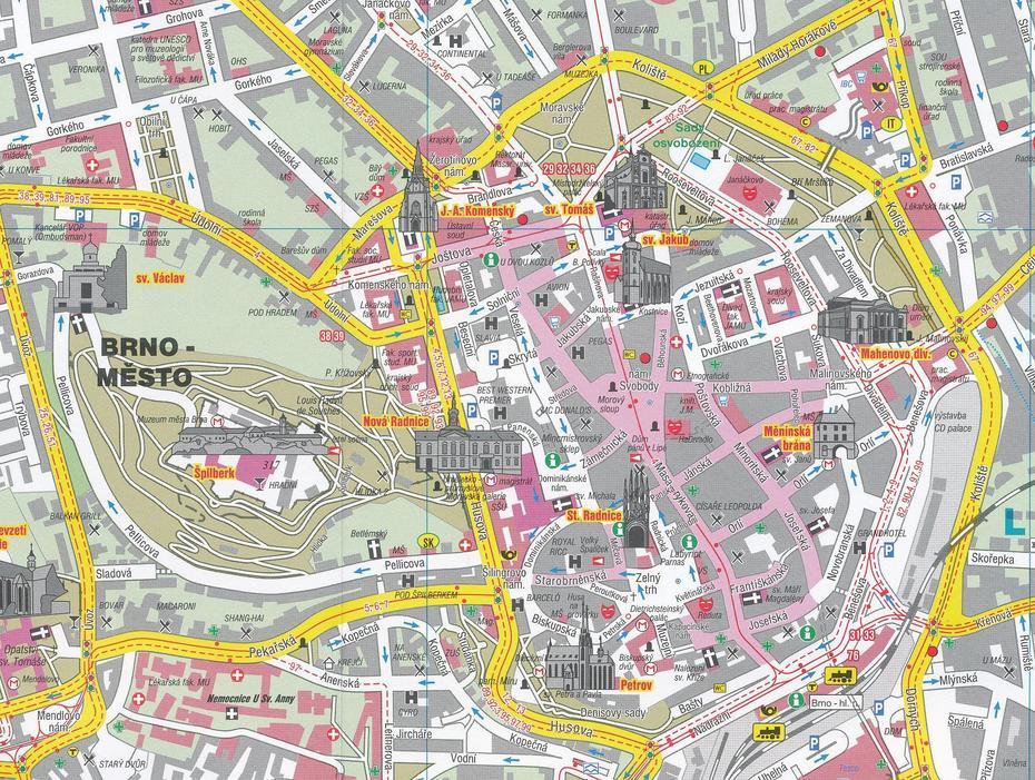 Street Map Brno Czech Republic, Brno, Czechia, Brno Clock, Most Beautiful Places  In Czech Republic
