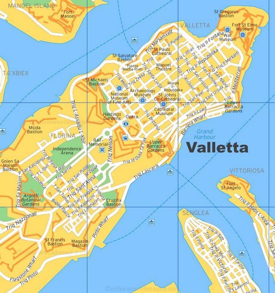 Valletta Tourist Map, Valletta, Malta, Valletta Malta Restaurants, Valletta Tourist