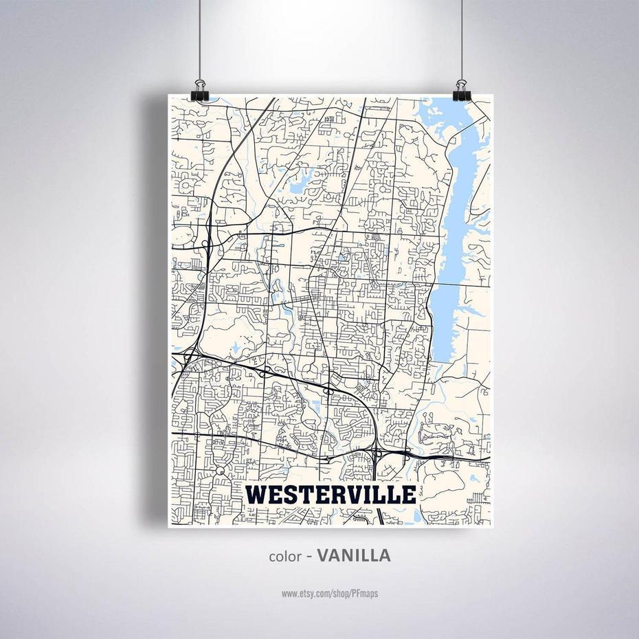 Westerville Map Print Westerville City Map Ohio Oh Usa Map | Etsy, Westerville, United States, Westerville Ohio Park, Uptown Westerville