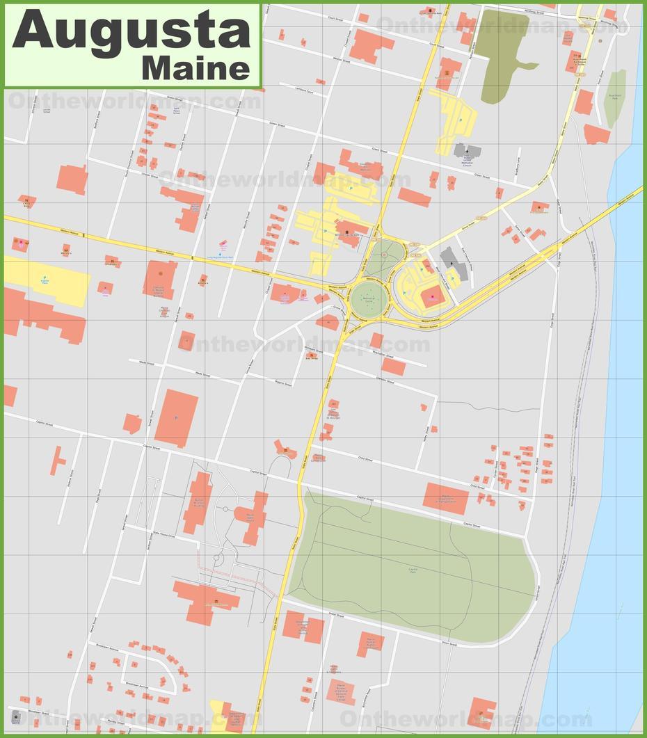 Augusta Downtown Map, Augusta, United States, United States America, The Whole United States