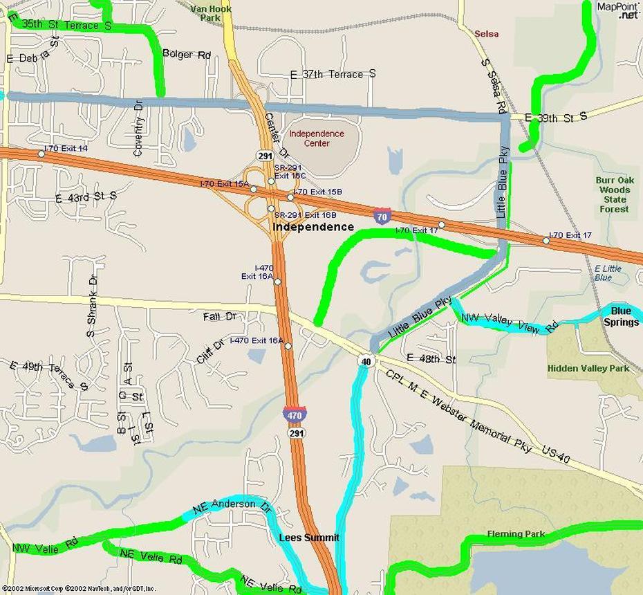 Bicycle Map Of Area Surrounding Raytown/Independence, Missouri, Raytown, United States, United States  Color, United States  With City