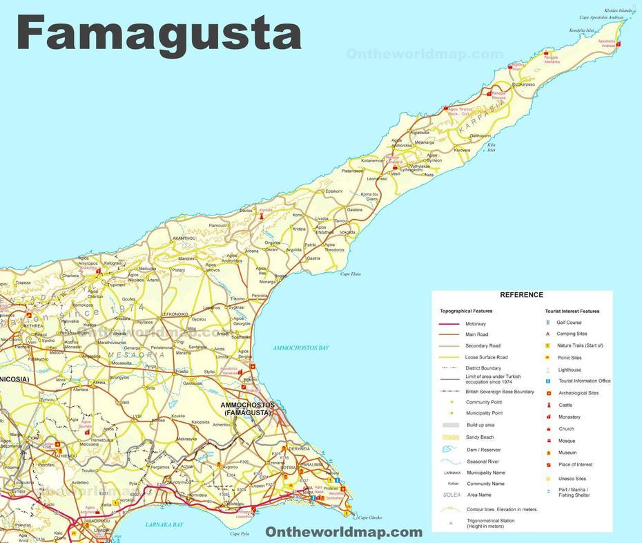 Famagusta District Tourist Map, Famagusta, Cyprus, Kyrenia, Of Nicosia