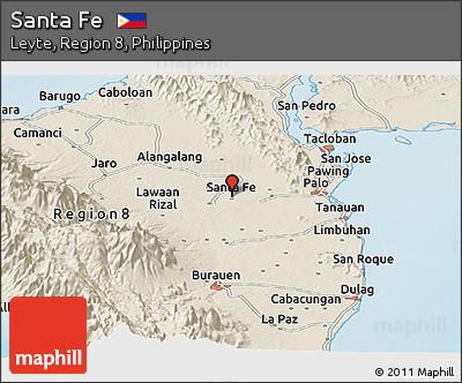 Free Shaded Relief Panoramic Map Of Santa Fe, Santa Fe, Philippines, Santa Fe Nueva Vizcaya, Santa Fe New Mexico Attractions