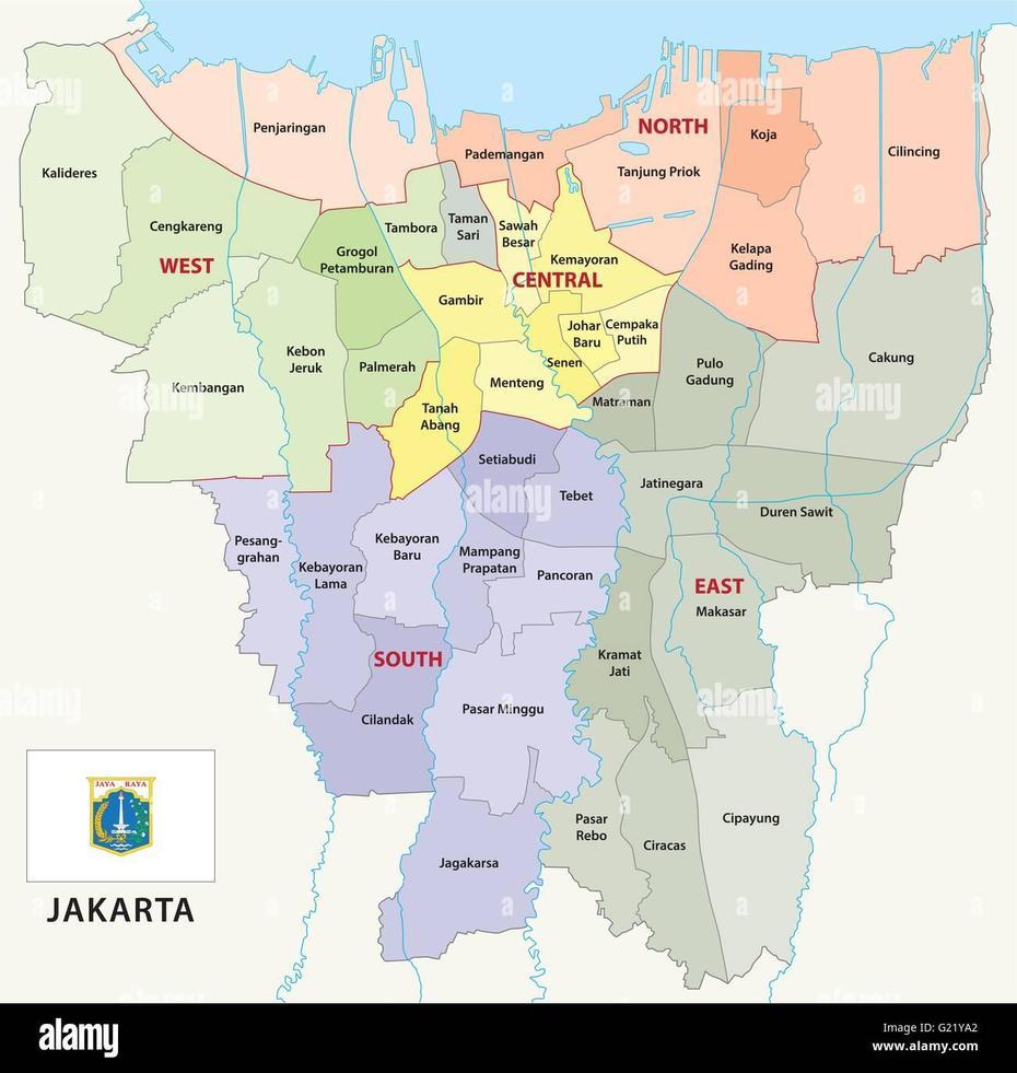 Jakarta Administrative Map With Flag Stock Vector Image & Art – Alamy, Jakarta, Indonesia, Jakarta River, Sumatra Indonesia