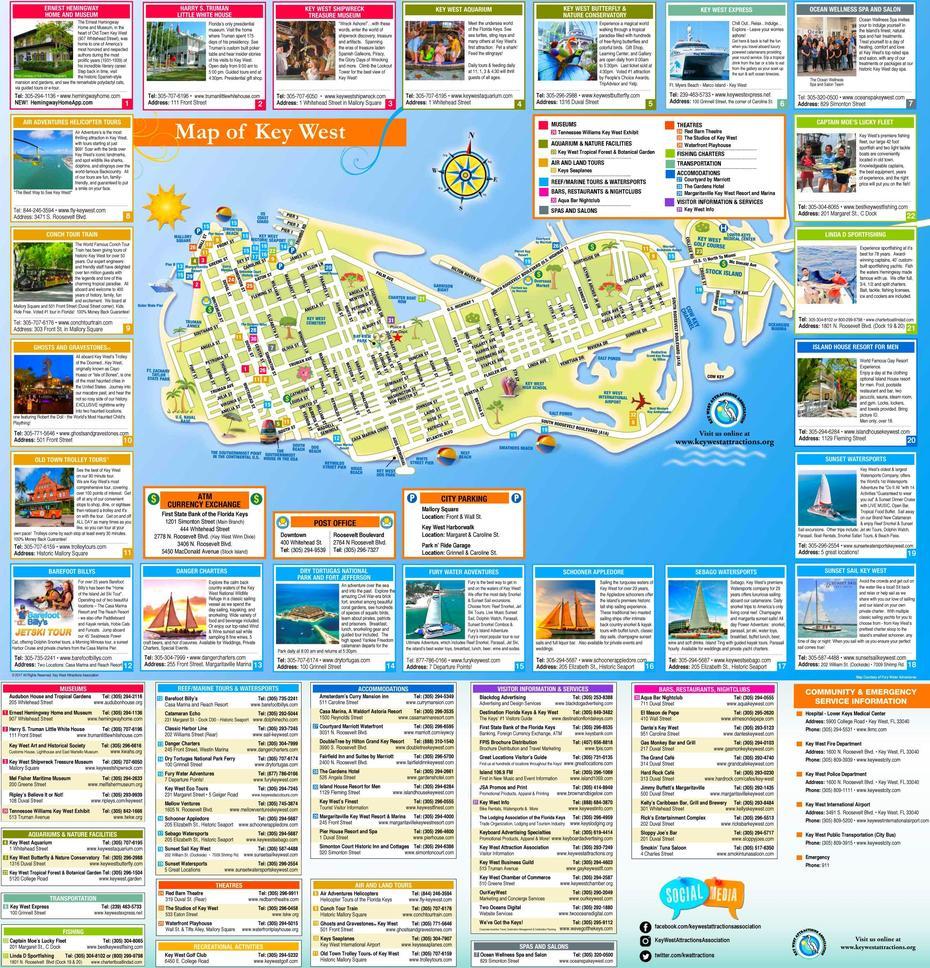 Key West Tourist Map, Key West, United States, Key Usa, United States  With States Blank