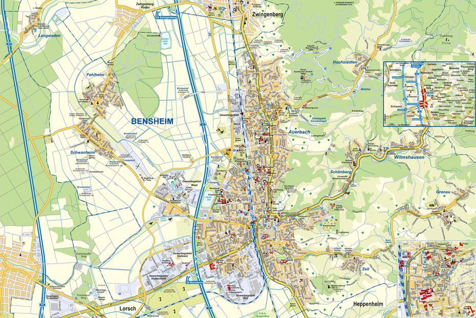 Kirchheim Germany, Reutlingen Germany, Stadtplan Bensheim, Bensheim, Germany