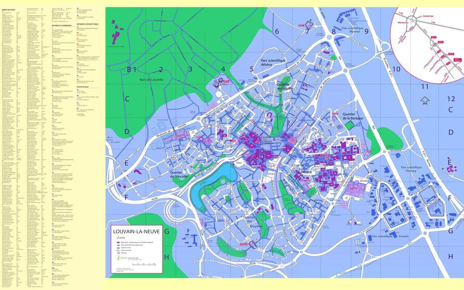 Large Detailed Map Of Louvain-La-Neuve, Louvain-La-Neuve, Belgium, Louvain Belgique, Universite Catholique De Louvain