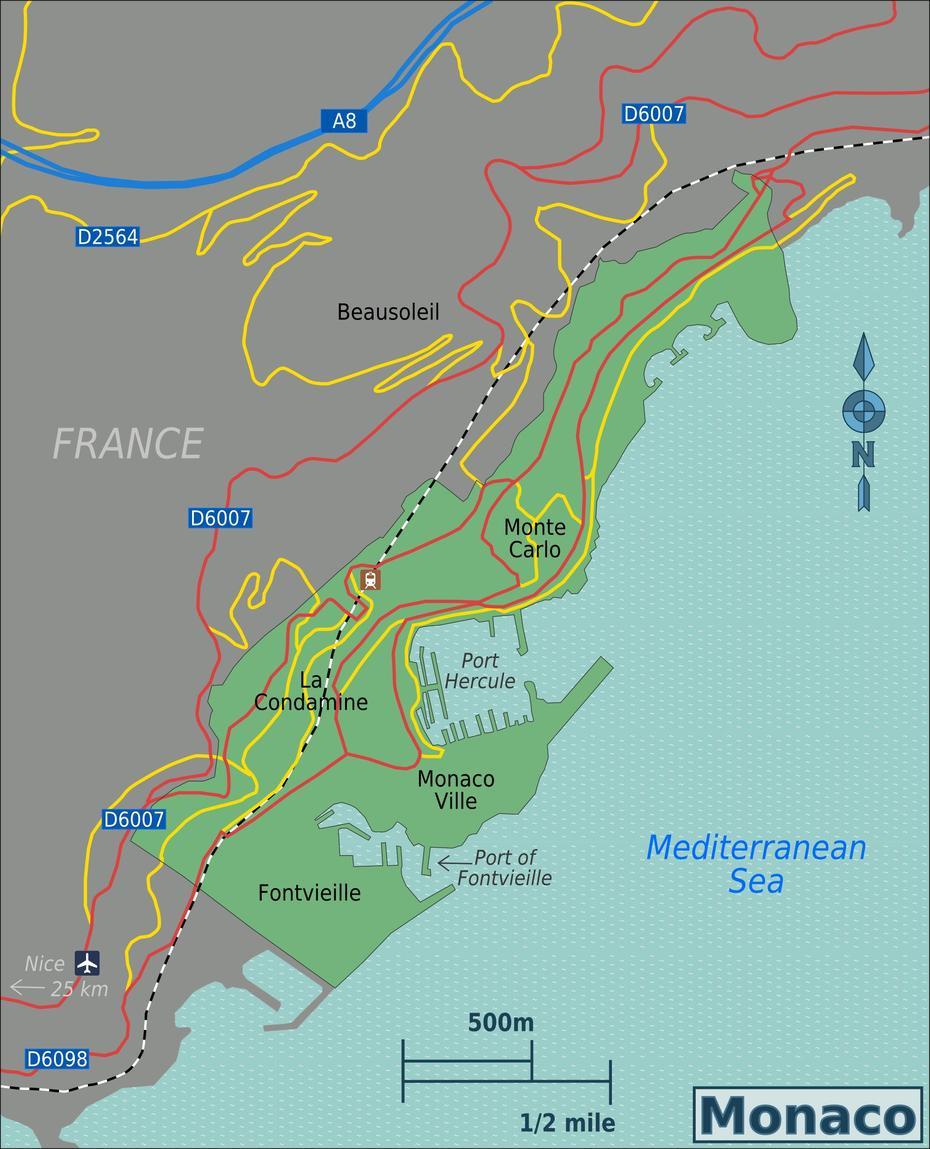 Map Of Monaco (Overview Map) : Worldofmaps – Online Maps And Travel …, Monaco, Monaco, Monaco Pais, Monaco Landmarks