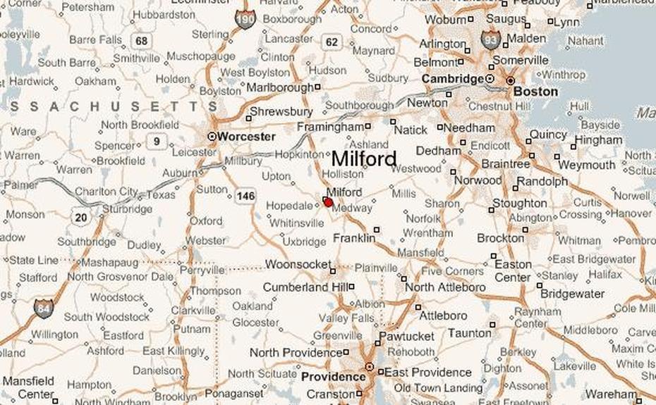 Milford, Massachusetts Location Guide, Milford, United States, United States  Colored, United States  With Capitals Only