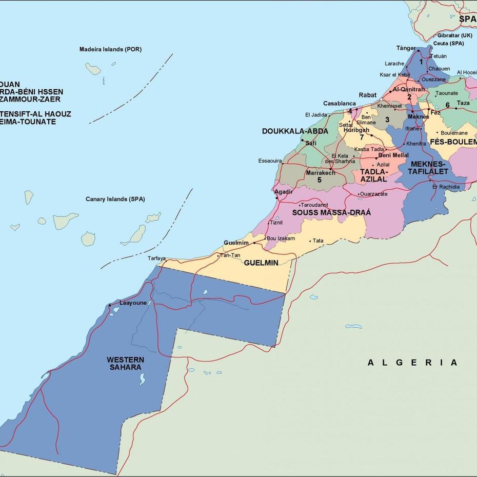 Morocco Political Map. Vector Eps Maps | Order And Download Morocco …, Bourdoud, Morocco, Morocco World, Marrakech Morocco