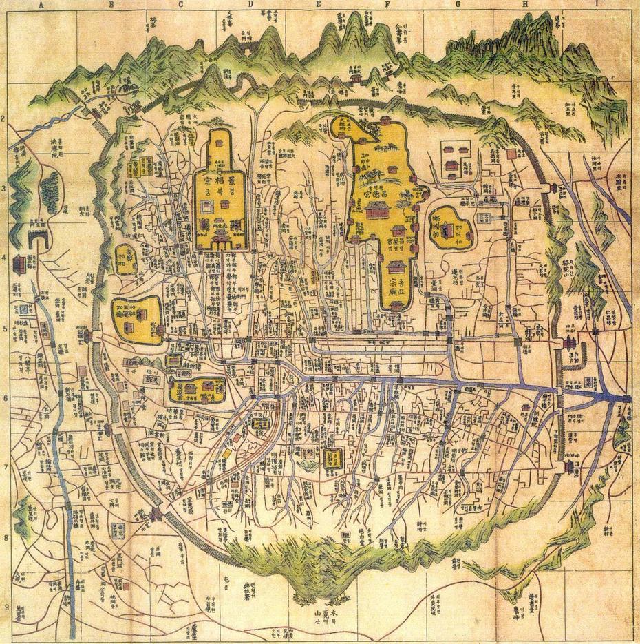 Old Map Of Hanyang (Seoul) | Map, Ancient Maps, Seoul Map, Hayang, South Korea, South Korea World, Korea A