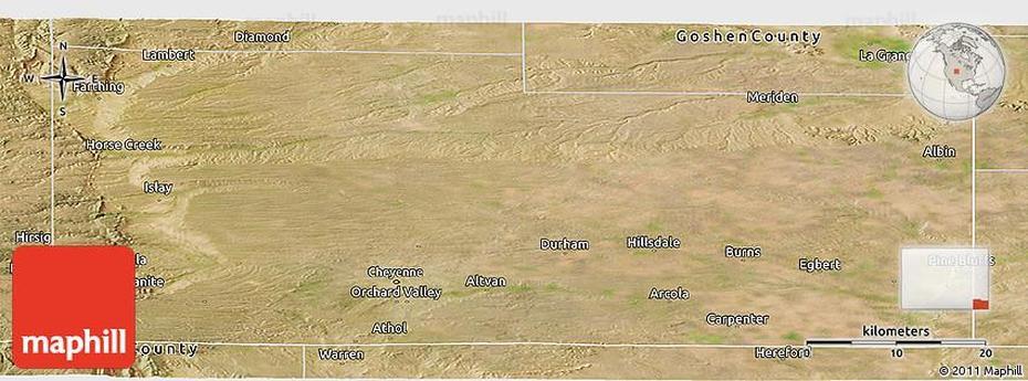 Satellite Panoramic Map Of Laramie County, Laramie, United States, Arusha Tanzania, Ft. Laramie