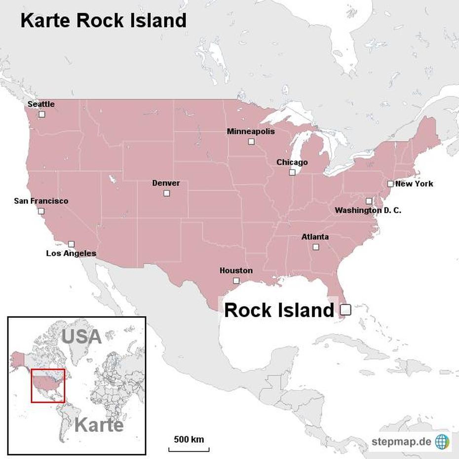 Stepmap – Karte Rock Island – Landkarte Fur Usa, Rock Island, United States, United States Caribbean Islands, Eastern United States