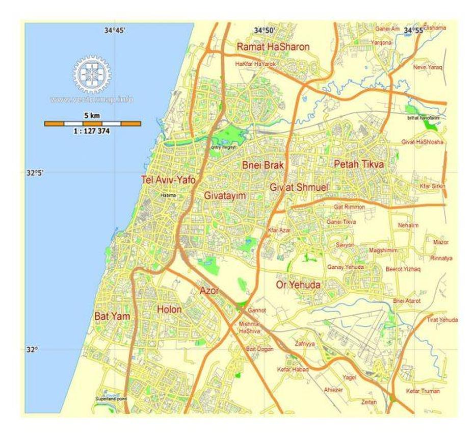 Tel Aviv Yafo Pdf Map Editable Israel Printable City Plan 5 Km Scale …, Tel Aviv-Yafo, Israel, Tel Aviv Israel, Tel Aviv View