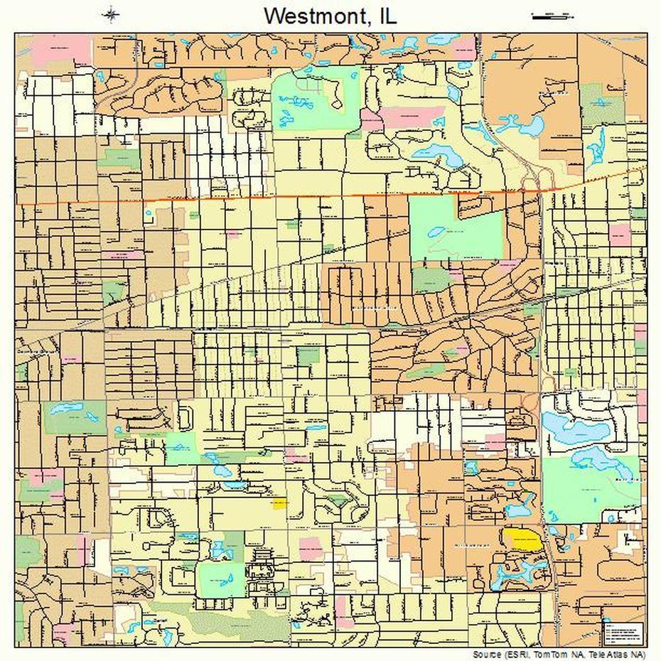 Westmont Illinois Street Map 1780645, Westmont, United States, Westmont Campus, Westmont College