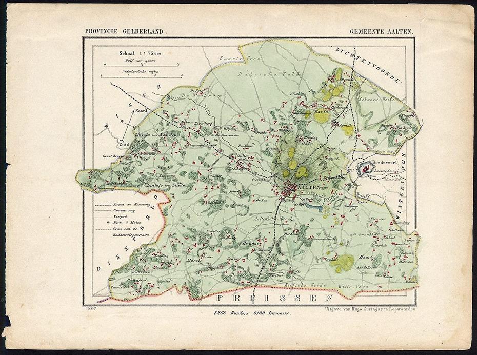 Amazon: Antique Map-Netherlands–Aalten-Gelderland-Kuyper-Kuijper …, Aalten, Netherlands, Aalten Holland, Aalten Nederland