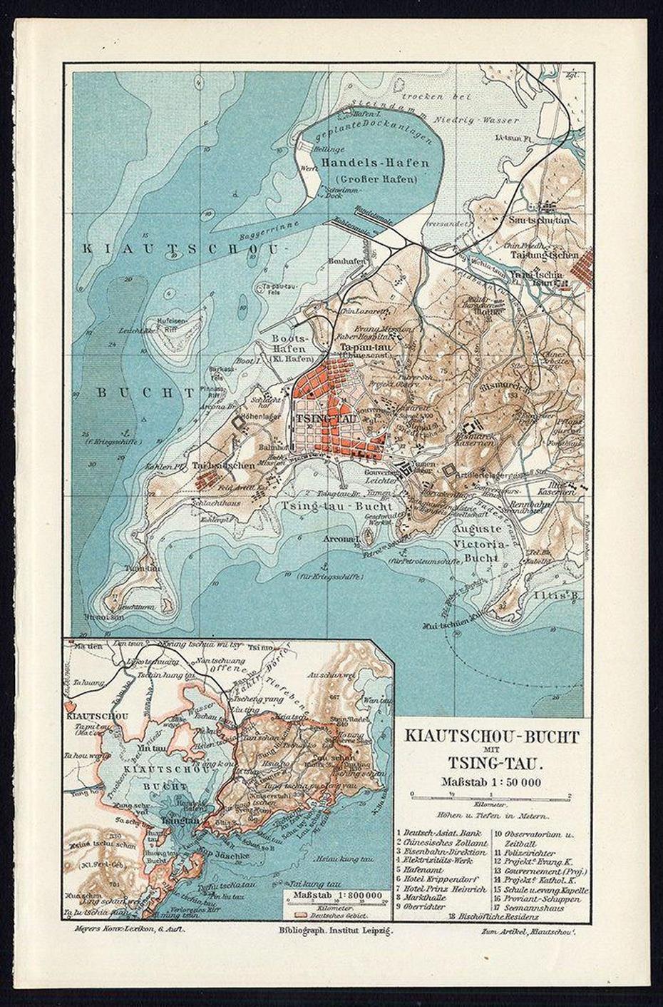 Antique Plan-Jiaozhou Bay-Qingdao-China-Meyers-1902 | Asia Map, Antique …, Jiaozhou, China, Dongying China, Anyang China