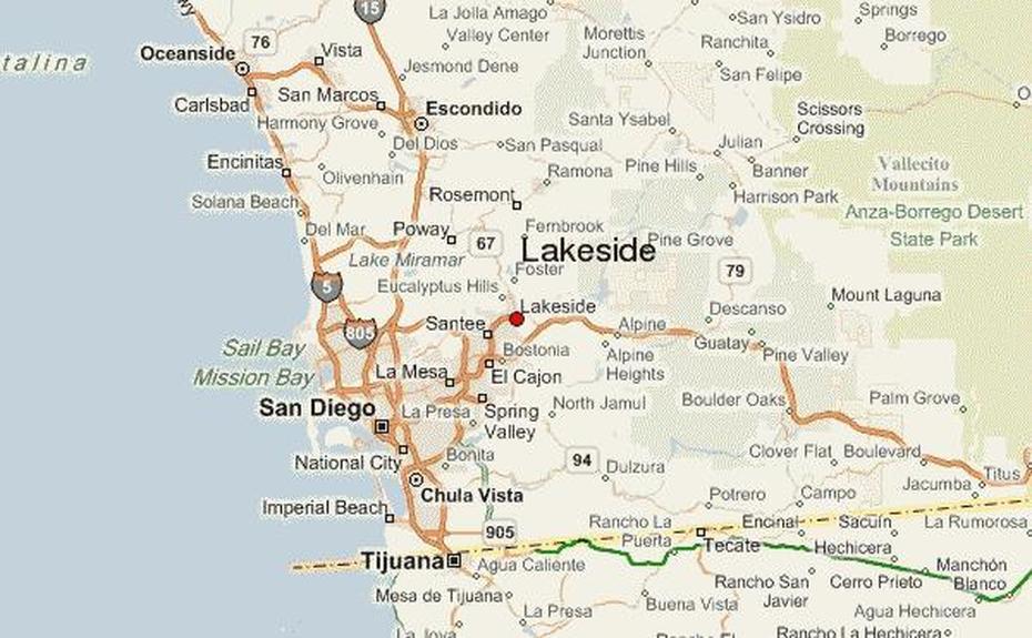 Detailed  United States, United States  Color, California Location, Lakeside, United States