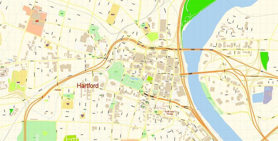 Hartford Map Vector Connecticut Exact City Plan Detailed Street Map …, Hartford, United States, United States Travel, United States  Large Wall