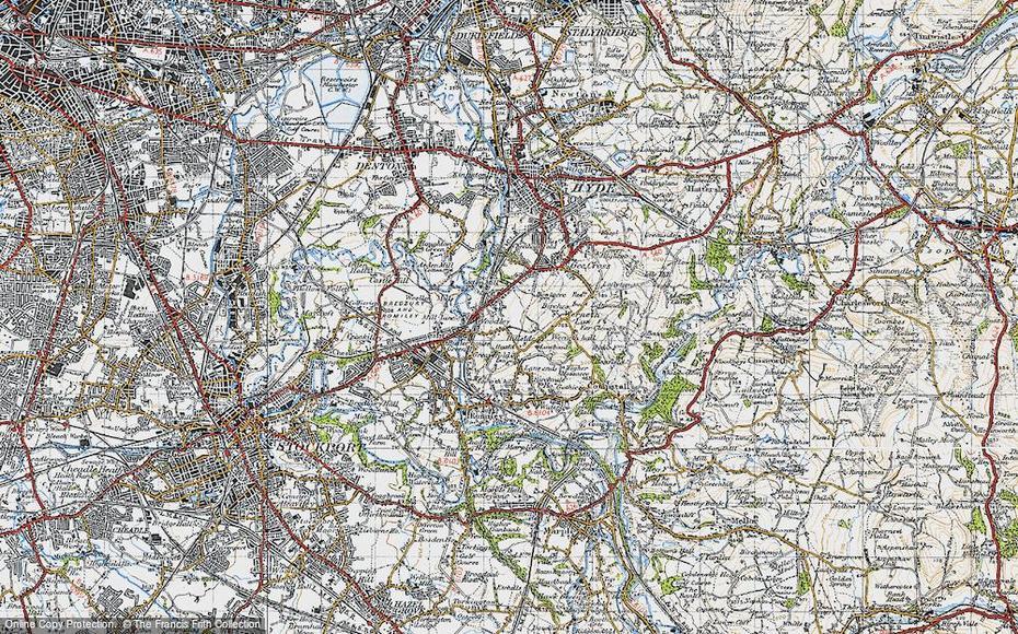 Historic Ordnance Survey Map Of Woodley, 1947, Woodley, United Kingdom, Downloadable  Of England, Yorkshire Dales England