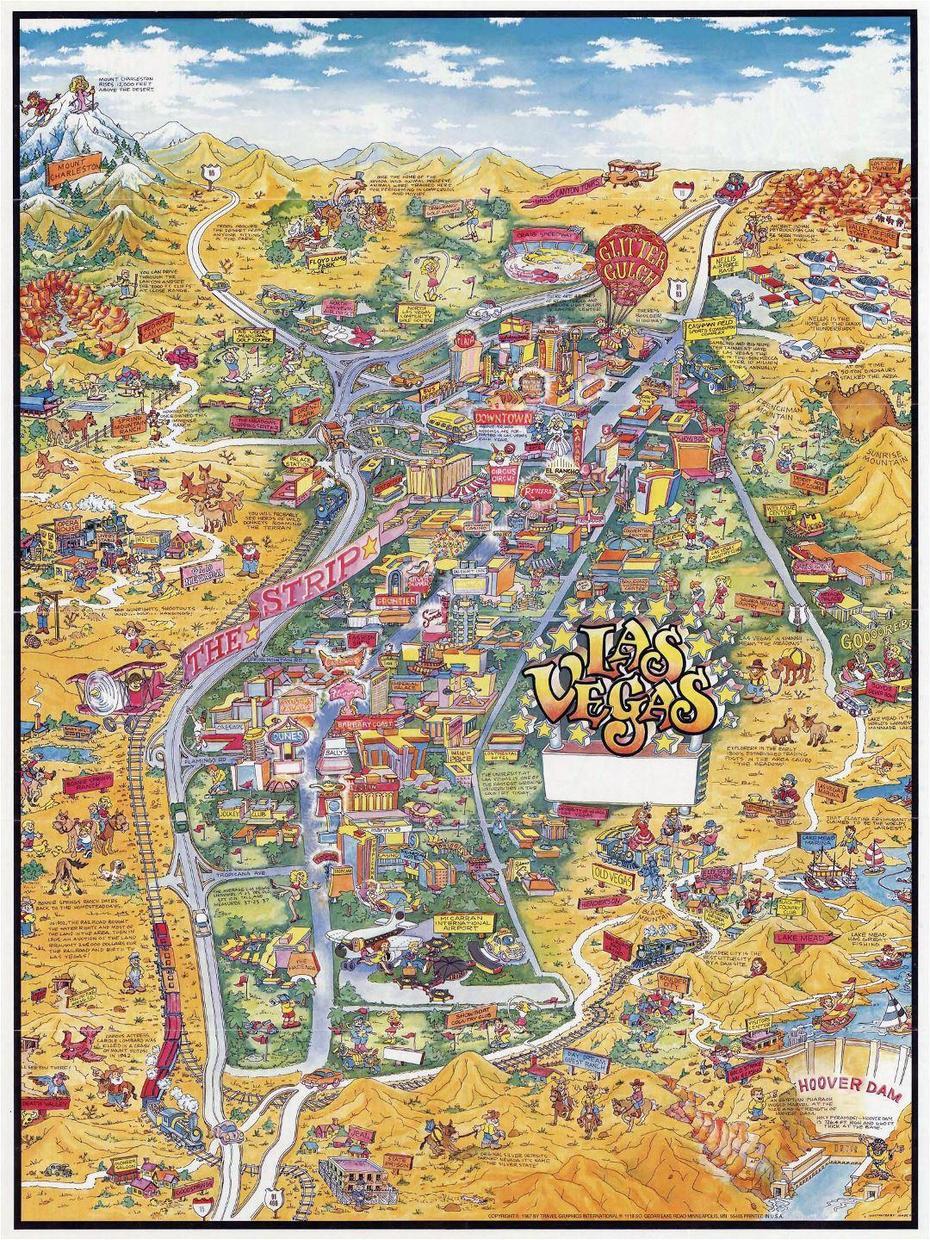 Large Detailed Tourist Illustrated Map Of Las Vegas | Las Vegas …, Las Vegas, United States, Las Vegas Nv Strip, North Las Vegas United States