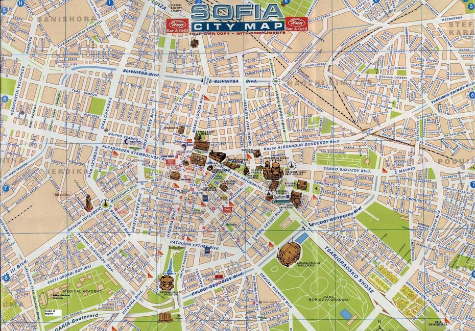 Large Detailed Tourist Map Of Central Part Of Sofia | Vidiani …, Sofia, Bulgaria, Sofia On, Sofia City