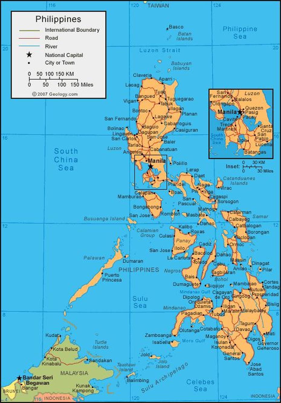 Map Of The Philippine Islands, Ragan Sur, Philippines, Camarines Sur, Surigao  Falls