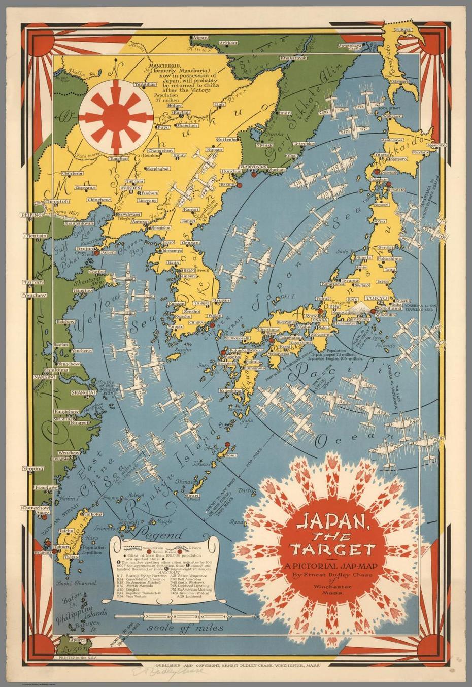Mapcarte 271/365: Japan, The Target: A Pictorial Jap-Map By Ernest …, Ōta-Ku, Japan, 90S Japan Aesthetic, Anime Places In Japan