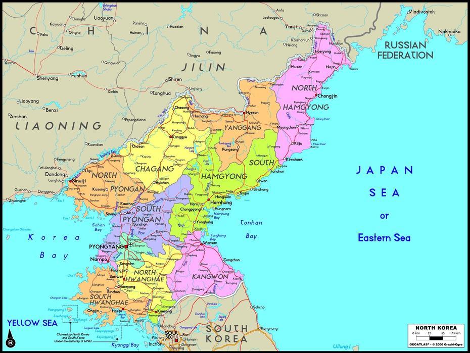 North Korea Political Wall Map | Maps, Sunch’Ŏn, North Korea, North South Korea, North Korea Cities