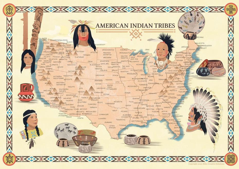 Original Map Of Native American Indian Tribes In The Usa | Etsy, Indio, United States, City Of Indio, City Of Indio Zoning