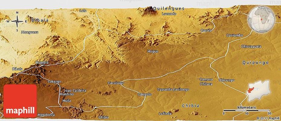 Physical Panoramic Map Of Lubango, Lubango, Angola, Scenic Angola, Serra Da Leba Angola