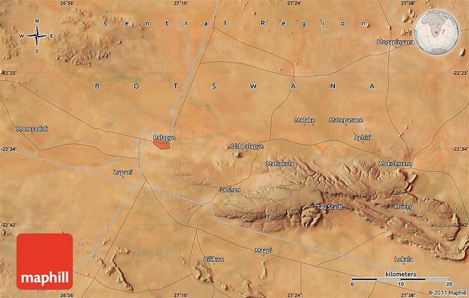 Satellite Map Of Palapye, Palapye, Botswana, Francistown Botswana, Bobonong Botswana