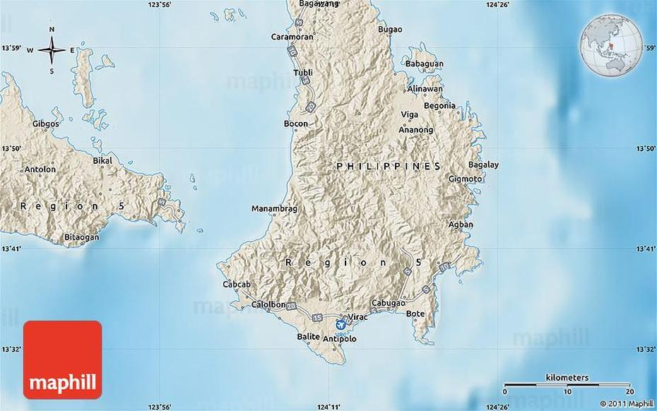 Shaded Relief Map Of Caramoran, Caramoran, Philippines, Caramoan Islands, Bato Church  Catanduanes