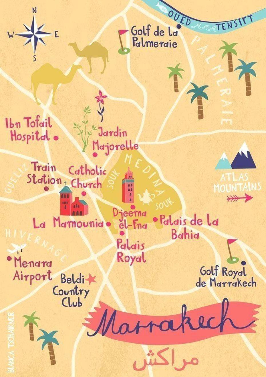 12 Best Places To Visit In 2020 | Illustrated Map, Marrakech, Marrakech …, Marrakech, Morocco, Meknes, Marrakech City