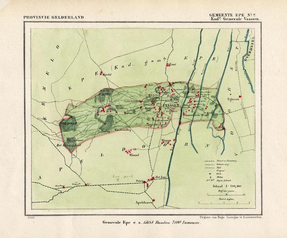 Antique Map-Netherlands–Epe 2-Gelderland-Kuyper-1865: Map …, Epe, Netherlands, Epe Logo, From Golden  Ruimzicht