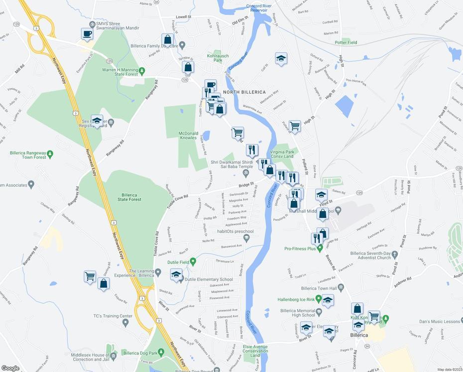 Billerica Ma Precinct, Of Billerica Ma Streets, Walk Score, Billerica, United States