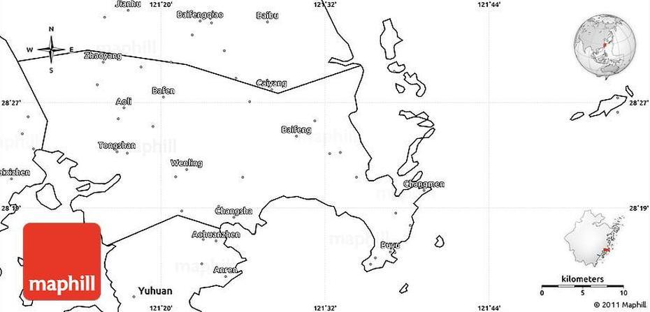 Blank Simple Map Of Wenling, Wenling, China, Wenzhou  Beach, Zhejiang  Hotel