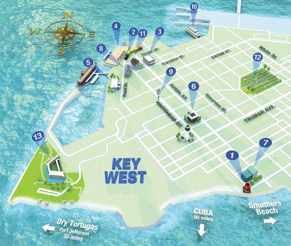 Key West Tourism Map – Travel News – Best Tourist Places In The World, Key West, United States, United States Geographic, United States  With Countries