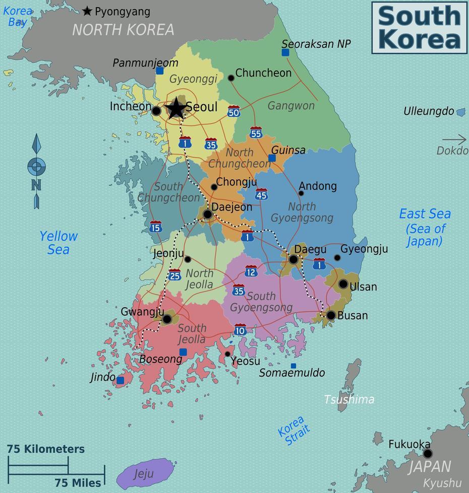 Map Of South Korea (Map Regions) : Worldofmaps – Online Maps And …, Sŏngnam, South Korea, South Korean City, Bundang  Gu